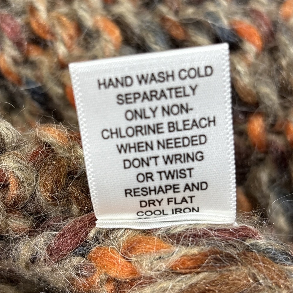 Relativity Brown Orange Chunky Knit Wool Mohair Alpaca Loose Cardigan Sweater 1X - Picture 7 of 8